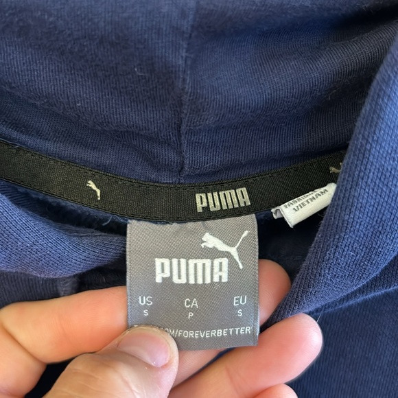 Puma Adult Hooded Sweatshirt Navy Size Small - Picture 3 of 4